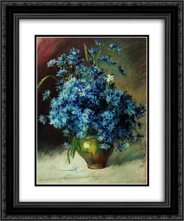 Cornflowers 20x24 Black Ornate Wood Framed Art Print Poster with Double Matting by Levitan, Isaac