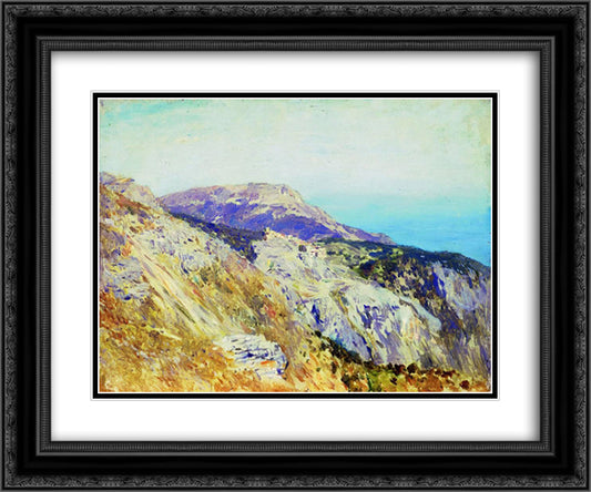 Corniche. Southern France. 24x20 Black Ornate Wood Framed Art Print Poster with Double Matting by Levitan, Isaac