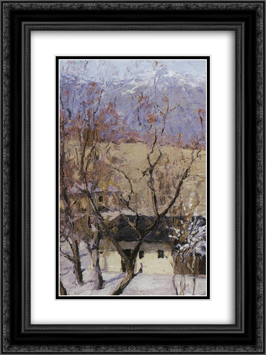 Crimea in winter 18x24 Black Ornate Wood Framed Art Print Poster with Double Matting by Levitan, Isaac