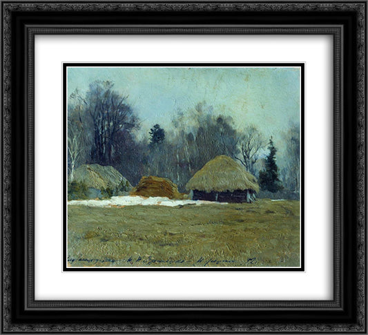 Early spring 22x20 Black Ornate Wood Framed Art Print Poster with Double Matting by Levitan, Isaac