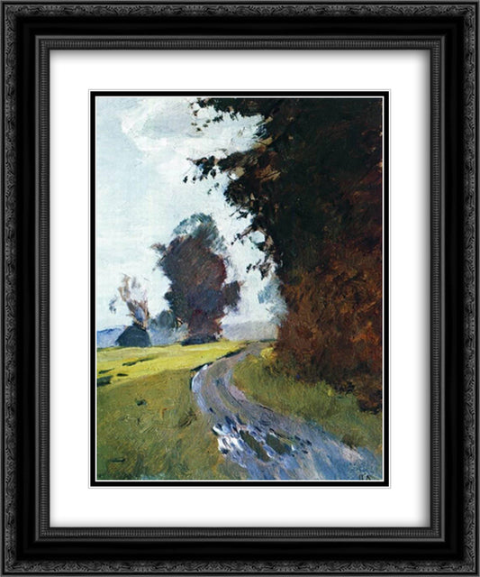 Evening. Path. 20x24 Black Ornate Wood Framed Art Print Poster with Double Matting by Levitan, Isaac