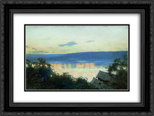 Evening at Volga 24x18 Black Ornate Wood Framed Art Print Poster with Double Matting by Levitan, Isaac