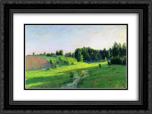 Evening shadows 24x18 Black Ornate Wood Framed Art Print Poster with Double Matting by Levitan, Isaac