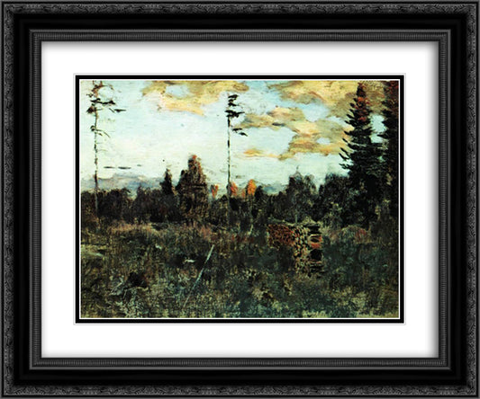 Felling. Firewood. 24x20 Black Ornate Wood Framed Art Print Poster with Double Matting by Levitan, Isaac