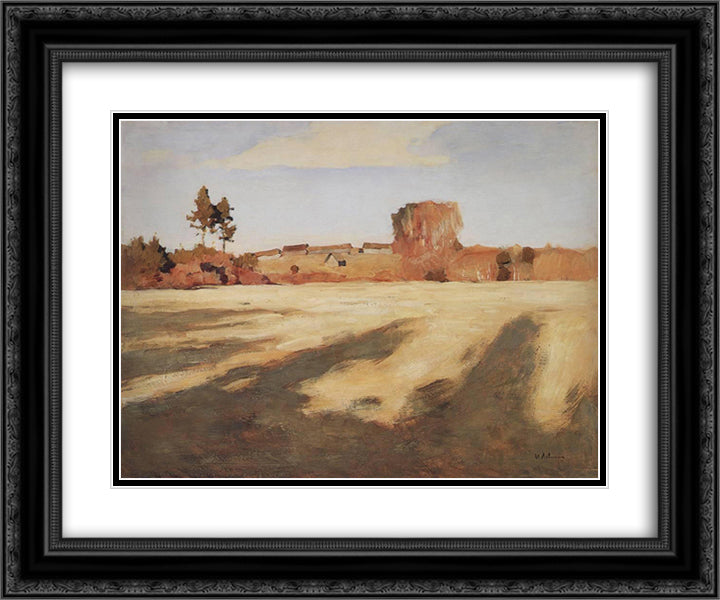 Field after Harvest. 24x20 Black Ornate Wood Framed Art Print Poster with Double Matting by Levitan, Isaac