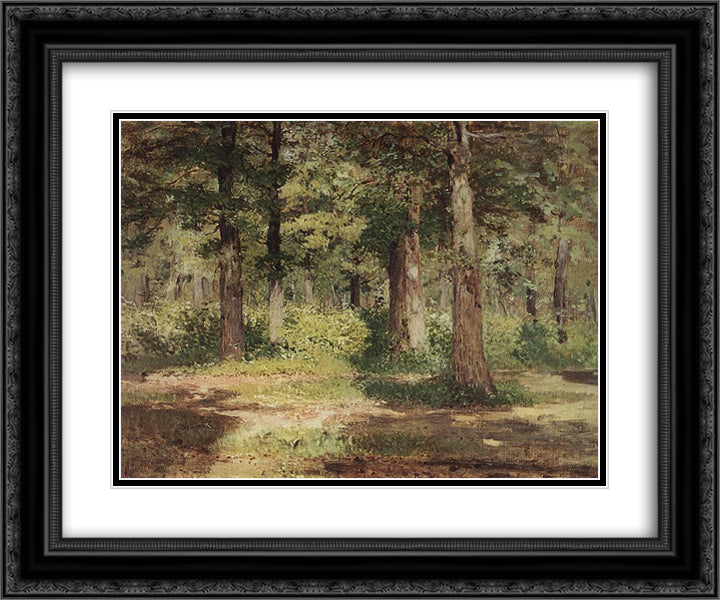 Forest. Sunny Day. 24x20 Black Ornate Wood Framed Art Print Poster with Double Matting by Levitan, Isaac