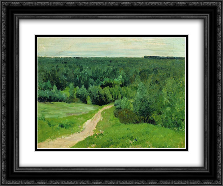 Forest gave 24x20 Black Ornate Wood Framed Art Print Poster with Double Matting by Levitan, Isaac