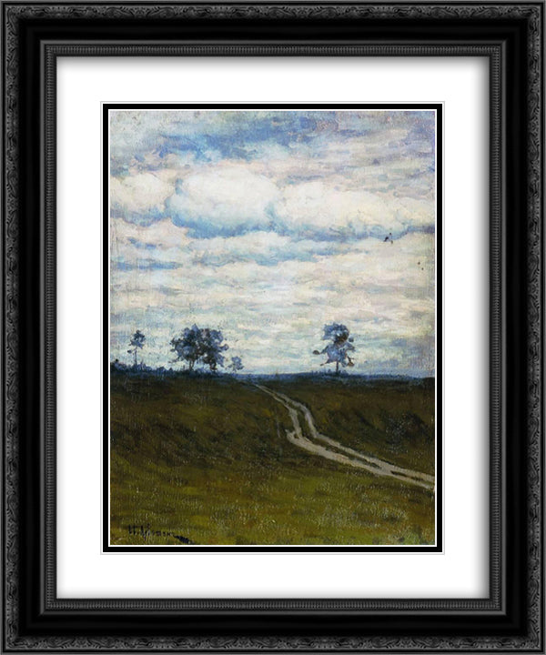 Gloomy 20x24 Black Ornate Wood Framed Art Print Poster with Double Matting by Levitan, Isaac