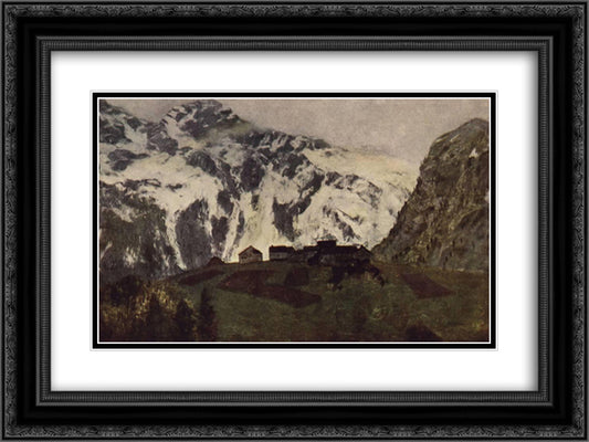 In Alps 24x18 Black Ornate Wood Framed Art Print Poster with Double Matting by Levitan, Isaac