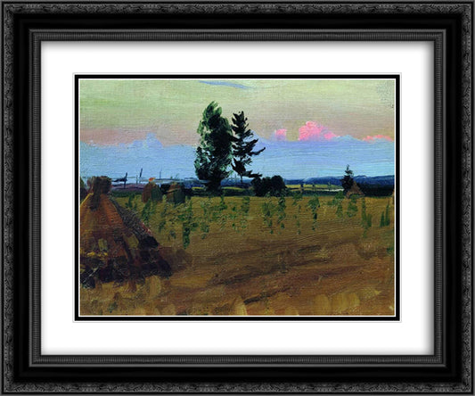In Plyos 24x20 Black Ornate Wood Framed Art Print Poster with Double Matting by Levitan, Isaac