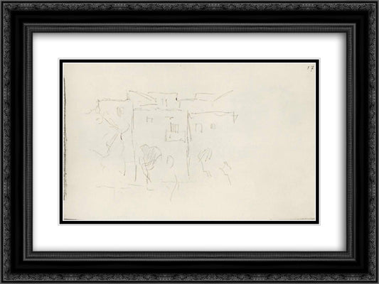Italian houses with trees 24x18 Black Ornate Wood Framed Art Print Poster with Double Matting by Levitan, Isaac