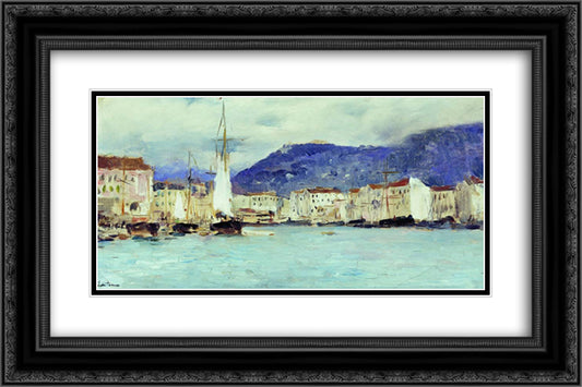 Italian landscape 24x16 Black Ornate Wood Framed Art Print Poster with Double Matting by Levitan, Isaac