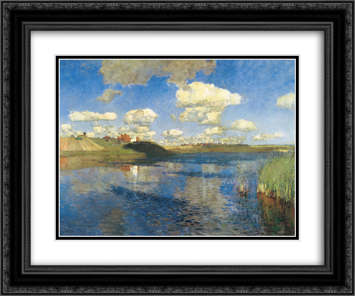 Lake. Rus. 24x20 Black Ornate Wood Framed Art Print Poster with Double Matting by Levitan, Isaac