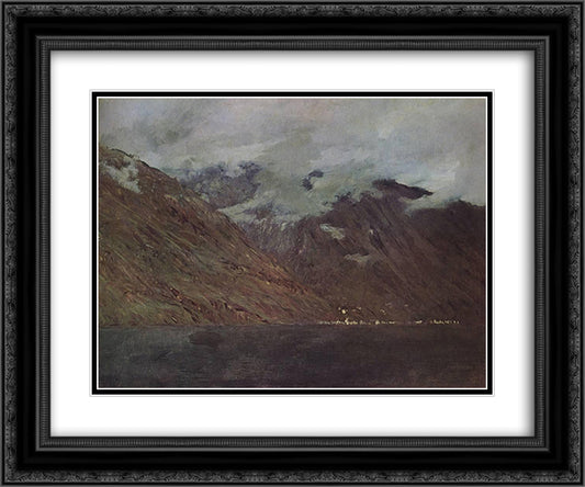 Lake Como 24x20 Black Ornate Wood Framed Art Print Poster with Double Matting by Levitan, Isaac