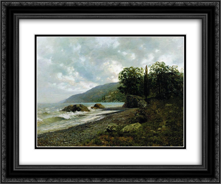 Landscape in Crimea 24x20 Black Ornate Wood Framed Art Print Poster with Double Matting by Levitan, Isaac
