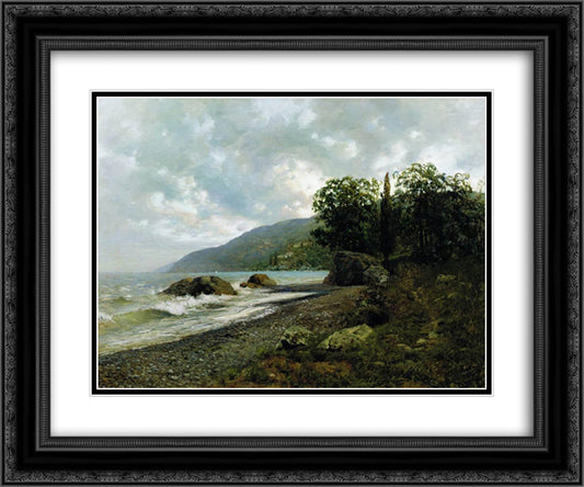 Landscape in Crimea 24x20 Black Ornate Wood Framed Art Print Poster with Double Matting by Levitan, Isaac