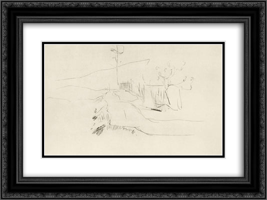 Landscape near Bordiguera 24x18 Black Ornate Wood Framed Art Print Poster with Double Matting by Levitan, Isaac
