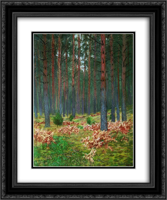 Landscape with ferns 20x24 Black Ornate Wood Framed Art Print Poster with Double Matting by Levitan, Isaac