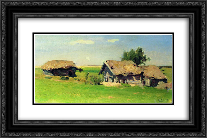 Landscape with isbas 24x16 Black Ornate Wood Framed Art Print Poster with Double Matting by Levitan, Isaac