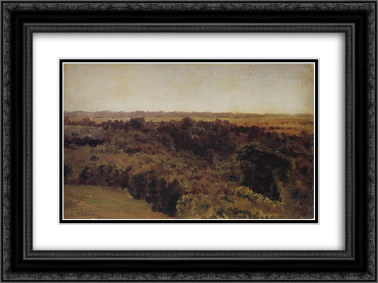 Little forest 24x18 Black Ornate Wood Framed Art Print Poster with Double Matting by Levitan, Isaac