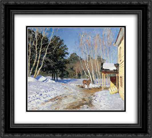 March 22x20 Black Ornate Wood Framed Art Print Poster with Double Matting by Levitan, Isaac