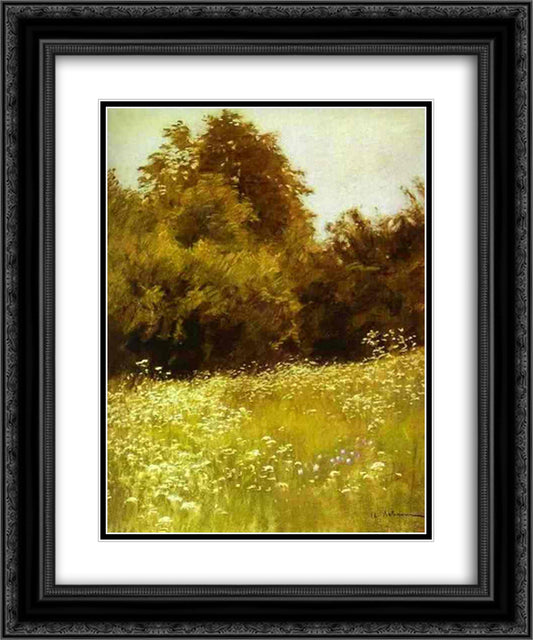 Meadow on the Edge of a Forest 20x24 Black Ornate Wood Framed Art Print Poster with Double Matting by Levitan, Isaac