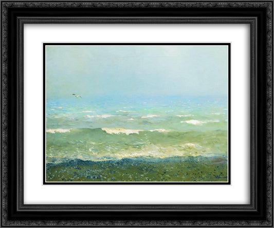 Mediterranean Seacoast 24x20 Black Ornate Wood Framed Art Print Poster with Double Matting by Levitan, Isaac