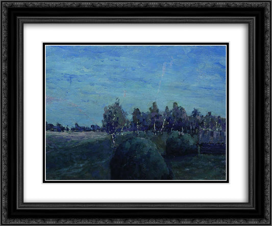 Moonlit landscape 24x20 Black Ornate Wood Framed Art Print Poster with Double Matting by Levitan, Isaac