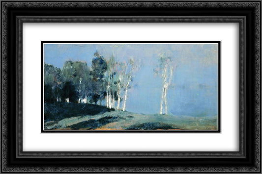 Moonlit Night 24x16 Black Ornate Wood Framed Art Print Poster with Double Matting by Levitan, Isaac