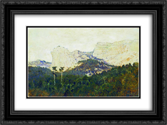 Mountains. Crimea. 24x18 Black Ornate Wood Framed Art Print Poster with Double Matting by Levitan, Isaac
