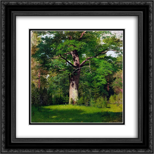 Oak 20x20 Black Ornate Wood Framed Art Print Poster with Double Matting by Levitan, Isaac
