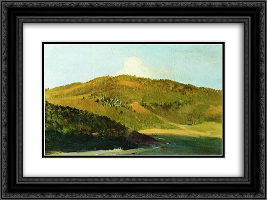 On peaks of Yaila 24x18 Black Ornate Wood Framed Art Print Poster with Double Matting by Levitan, Isaac