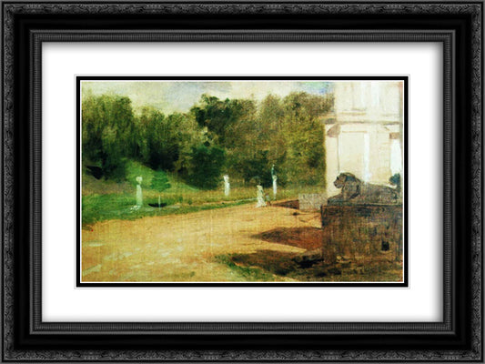 Ostankino 24x18 Black Ornate Wood Framed Art Print Poster with Double Matting by Levitan, Isaac