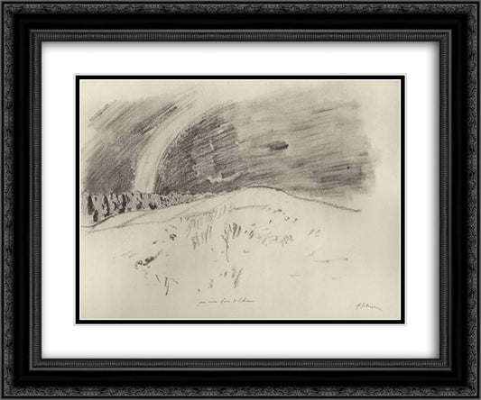 Rainbow 24x20 Black Ornate Wood Framed Art Print Poster with Double Matting by Levitan, Isaac
