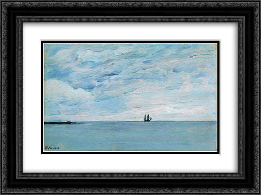 Sea by the coasts of Finland 24x18 Black Ornate Wood Framed Art Print Poster with Double Matting by Levitan, Isaac