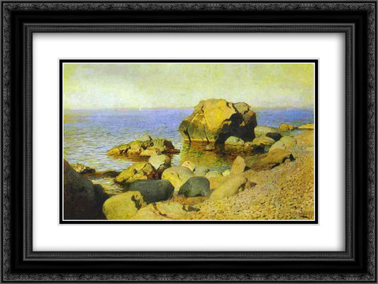 Seashore in Crimea 24x18 Black Ornate Wood Framed Art Print Poster with Double Matting by Levitan, Isaac