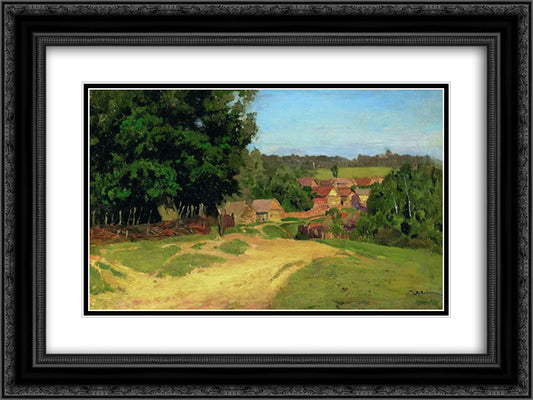 Small village 24x18 Black Ornate Wood Framed Art Print Poster with Double Matting by Levitan, Isaac