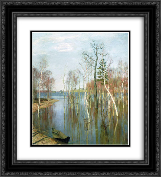 Spring. High waters. 20x22 Black Ornate Wood Framed Art Print Poster with Double Matting by Levitan, Isaac