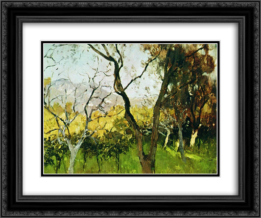 Spring in Crimea 24x20 Black Ornate Wood Framed Art Print Poster with Double Matting by Levitan, Isaac
