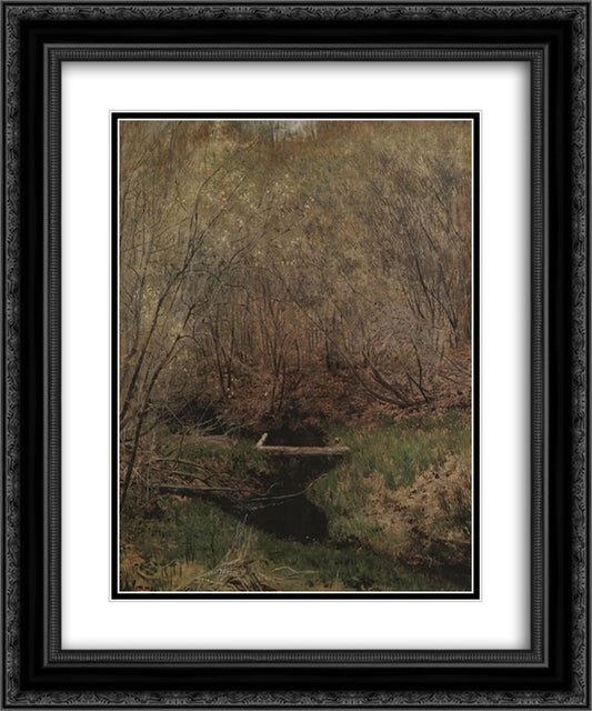 Spring in the Forest 20x24 Black Ornate Wood Framed Art Print Poster with Double Matting by Levitan, Isaac