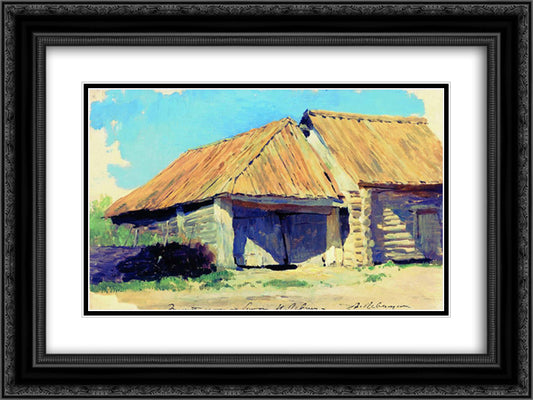 Stable 24x18 Black Ornate Wood Framed Art Print Poster with Double Matting by Levitan, Isaac