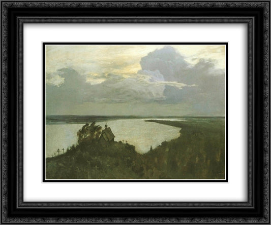 Study to Above the eternal tranquility 24x20 Black Ornate Wood Framed Art Print Poster with Double Matting by Levitan, Isaac