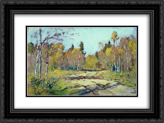 Sunny autumn day 24x18 Black Ornate Wood Framed Art Print Poster with Double Matting by Levitan, Isaac