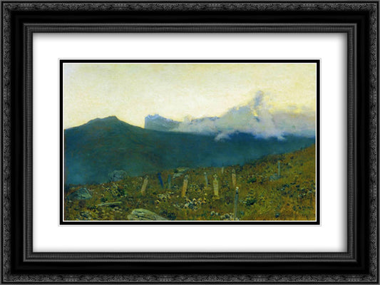 Tatarian cemetery. Crimea. 24x18 Black Ornate Wood Framed Art Print Poster with Double Matting by Levitan, Isaac