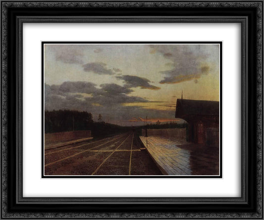 The evening after the rain 24x20 Black Ornate Wood Framed Art Print Poster with Double Matting by Levitan, Isaac