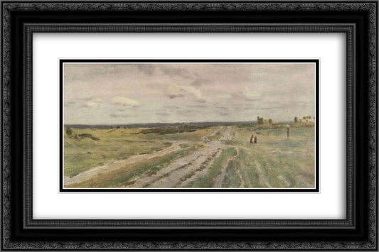 The Vladimir's road 24x16 Black Ornate Wood Framed Art Print Poster with Double Matting by Levitan, Isaac