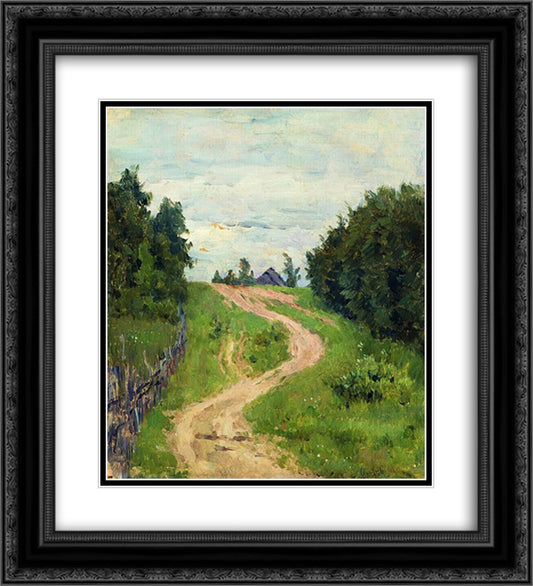 Trail 20x22 Black Ornate Wood Framed Art Print Poster with Double Matting by Levitan, Isaac