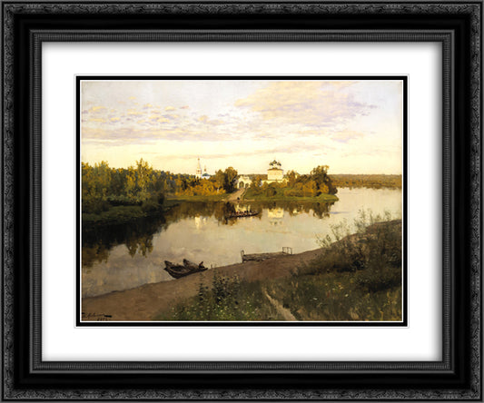 Vesper chimes 24x20 Black Ornate Wood Framed Art Print Poster with Double Matting by Levitan, Isaac