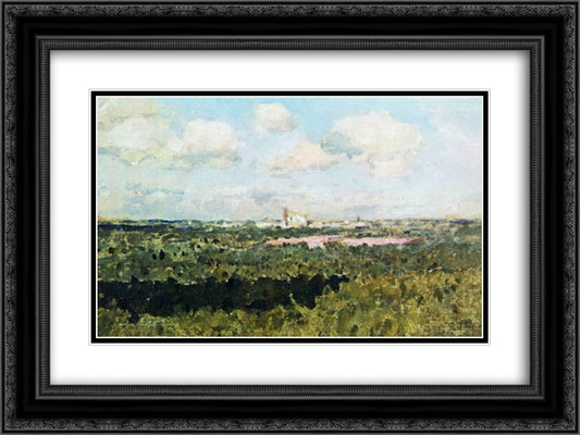 View of Novodevichy monastery 24x18 Black Ornate Wood Framed Art Print Poster with Double Matting by Levitan, Isaac