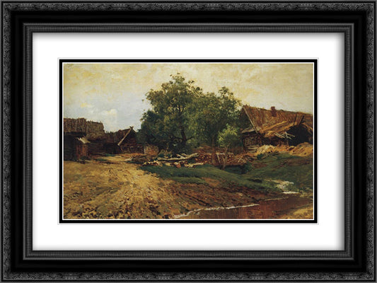 Village Savvinskaya near Zvenigorod at summer 24x18 Black Ornate Wood Framed Art Print Poster with Double Matting by Levitan, Isaac
